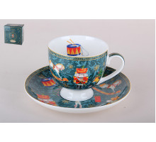 Пара кофейная 220 мл Коралл Щелкунчик и мышиный король, зеленый YQ25002 п/у фарфор