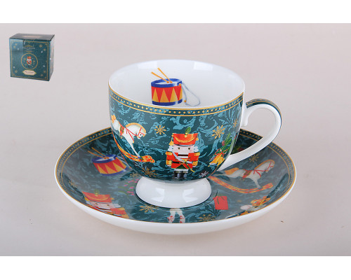 Пара кофейная 220 мл Коралл Щелкунчик и мышиный король, зеленый YQ25002 п/у фарфор