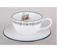 Пара чайная Коралл Новогодний венок LH9781-250J093-H1570 300мл п/у фарфор