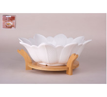 Салатник 25см Коралл на бамбук.подставке ZD126 ф.цветок фарфор