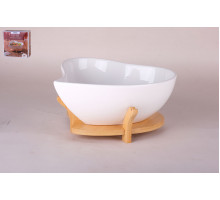 Салатник 25см Коралл на бамбук.подставке ZD15318 ф.сердце фарфор