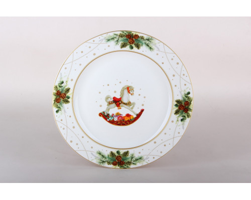 Тарелка обеденная 24см Коралл Новогоднее волшебство HD25022  фарфор