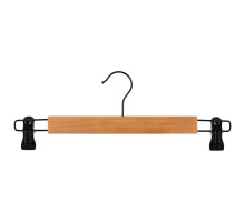 Вешалка для брюк с клипсами, черный металл, светлое дерево