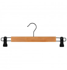 Вешалка для брюк с клипсами, черный металл, светлое дерево