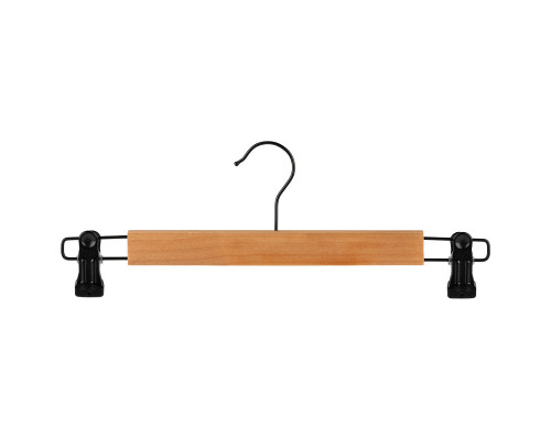 Вешалка для брюк с клипсами, черный металл, светлое дерево